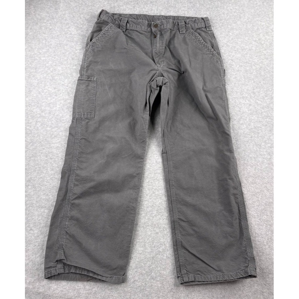 Carhartt Pants Mens 36x28 Gray Canvas Original Dungaree Fit Carpenter B151 FAT